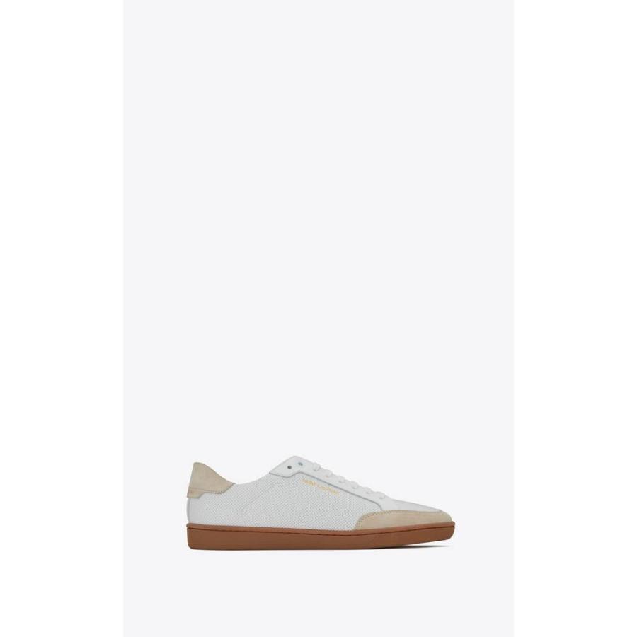 予約販売 本 ブランド専門店 Saint Laurent 靴 サンローラン Saint Laurent スニーカー シューズ 靴 ナチュラルホワイト スエード カーフスキン パンチングレザー シューズ Smssvg Org