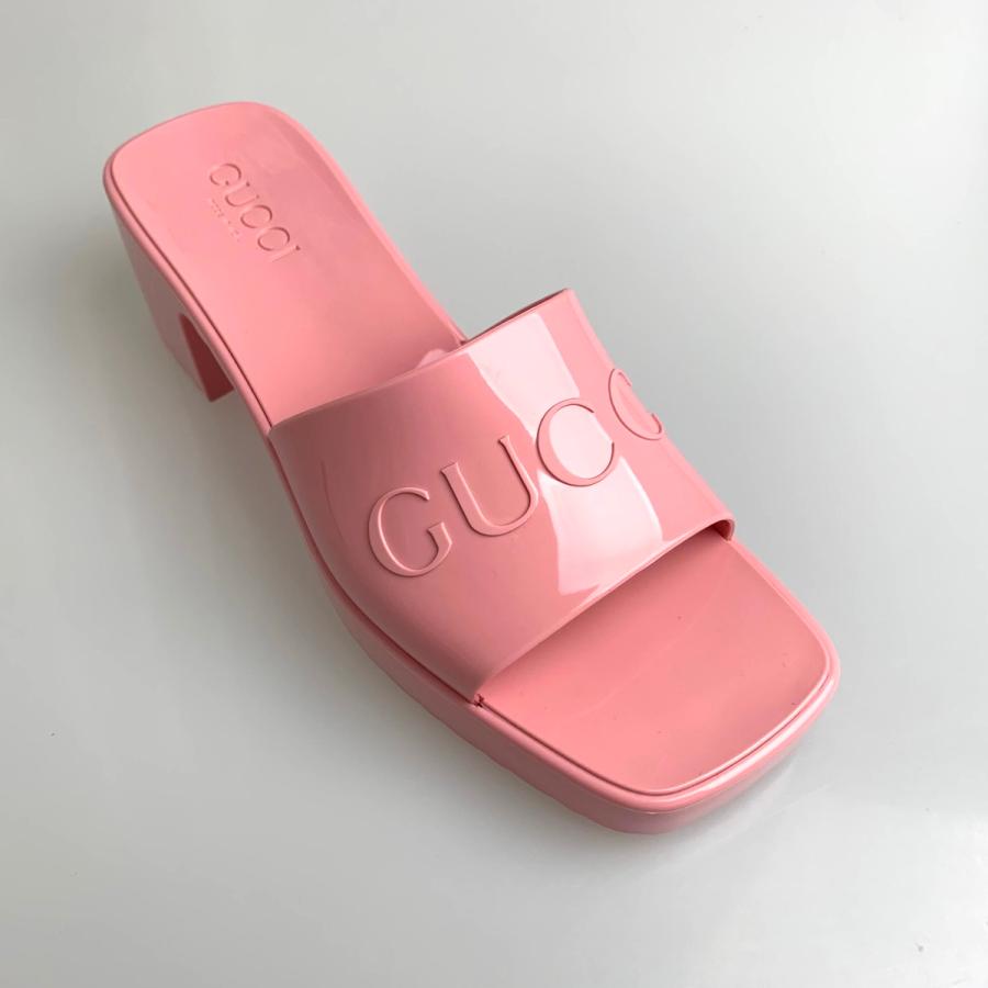 美しい グッチ Gucci サンダル パステルピンク Gucci ロゴ エンボス ラバー 激安特価 Www Yalaphone Com