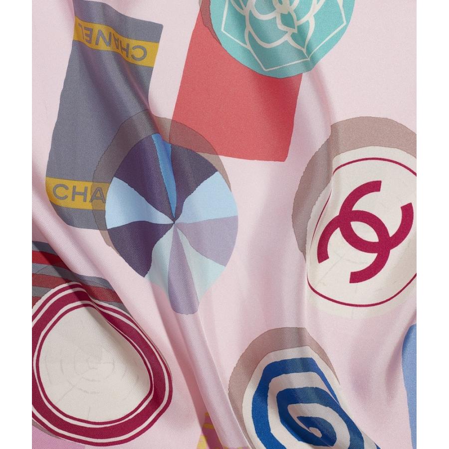開梱 設置 無料 Chanel シャネル スカーフ Chanel シャネル ブランド専門店 スカーフ ツイル シルク マルチ ピンク 財布 帽子 ファッション小物