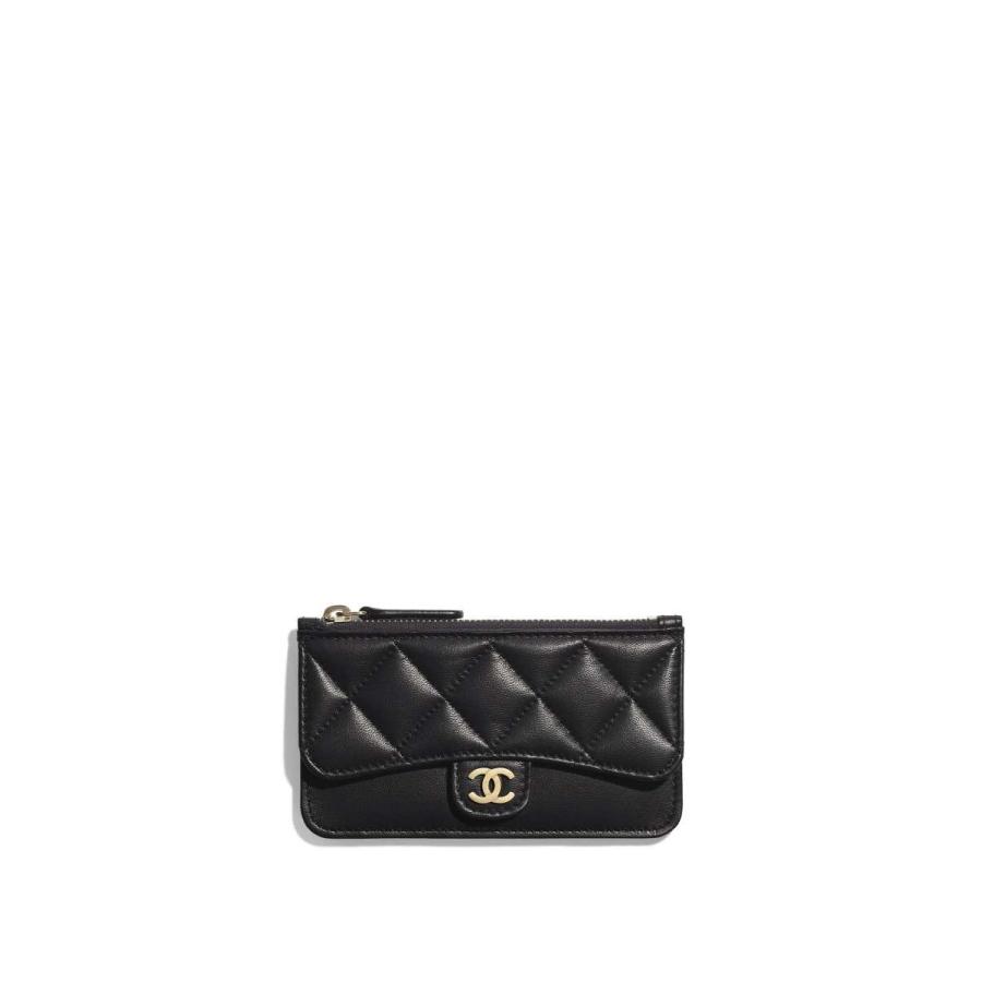 シャネル Chanel カードケース 名刺入れ パスケース コインケース ブラック ゴールド ラムスキン レザー Supersport Tn