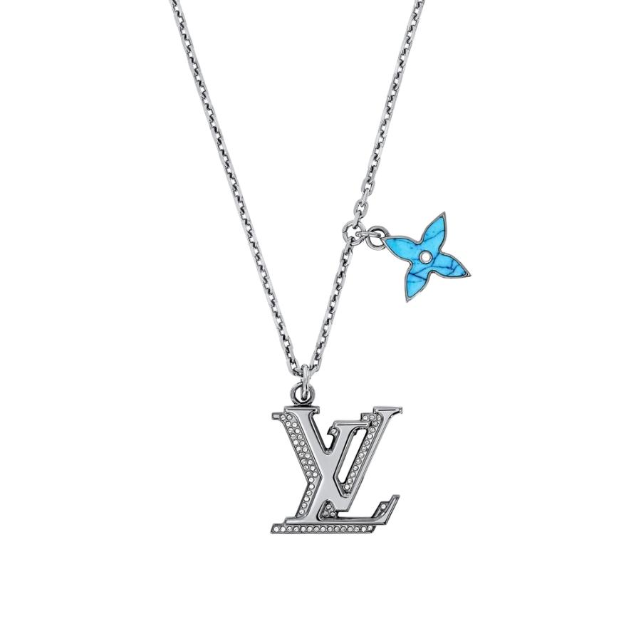 オリジナル Vuitton Louis ルイヴィトン ネックレス Vuitton Louis ヴィトン ルイ ブランド専門店 ネックレス ストラス モノグラム ブルー シルバー メンズアクセサリー