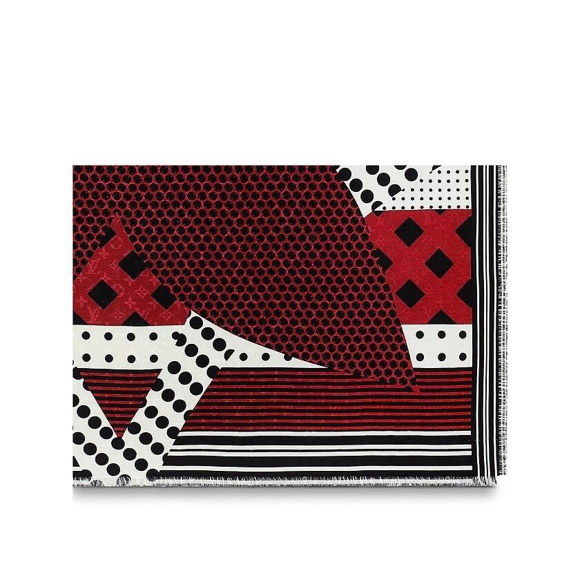 時間指定不可 ルイヴィトン Louis Vuitton ストール ショール ルージュ ドット ストライプ モノグラム シルク ウール 美しい Zoetalentsolutions Com
