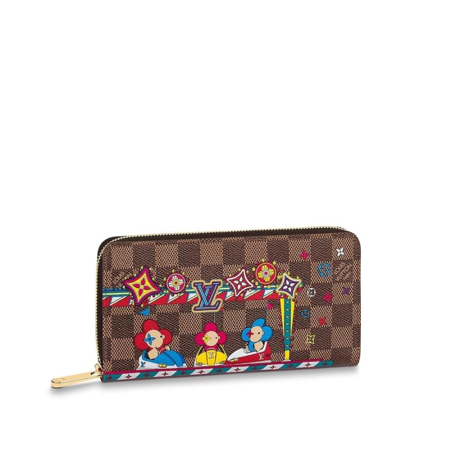 ルイヴィトン Louis Vuitton 財布 長財布 ラウンドファスナー ダミエ エベヌ ブラウン レッド プリント イラスト ヴィヴィエンヌ Nlouisvuittonn ブランドショップprecious 通販 Yahoo ショッピング