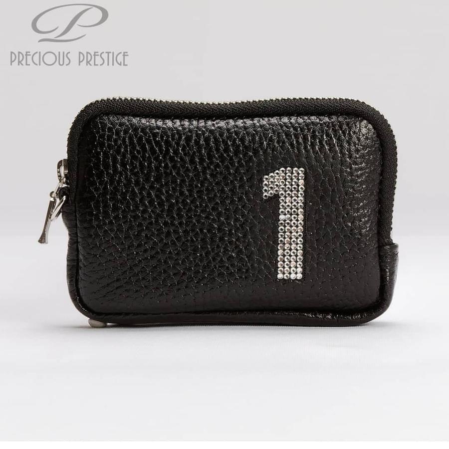 ラインストーン コインケース （ジッパー） 開運財布 ナンバー 本革 ブラック キラキラ プレゼント メンズ レディース プレシャス プレステージ