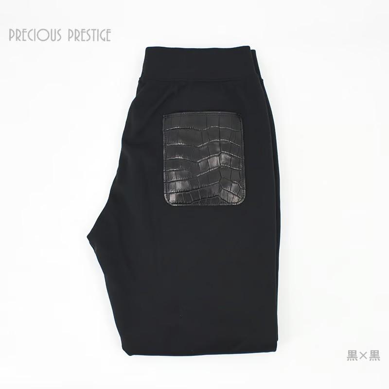 クロコダイル スウェットパンツ ＼買えるLEON掲載／メンズ ロングパンツ 黒 クロコポケット付き ブランド プレシャスプレステージの画像