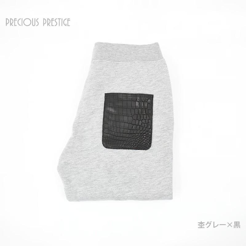 クロコダイル スウェットパンツ ＼LEON掲載／   メンズ ロングパンツ グレー <クロコポケット付き> ブランド プレシャスプレステージの画像