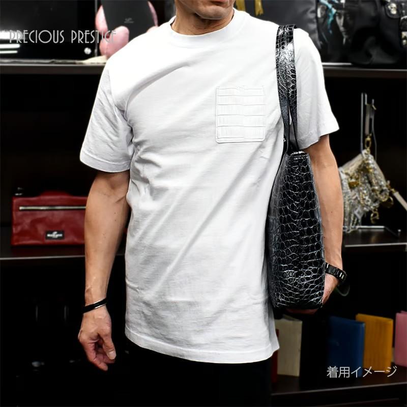 クロコダイル tシャツ メンズ ＼LEON雑誌掲載／ 半袖 黒 父の日 ギフト プレゼント クロコポケット付きTシャツ LEON別注 ブランド プレシャスプレステージの画像