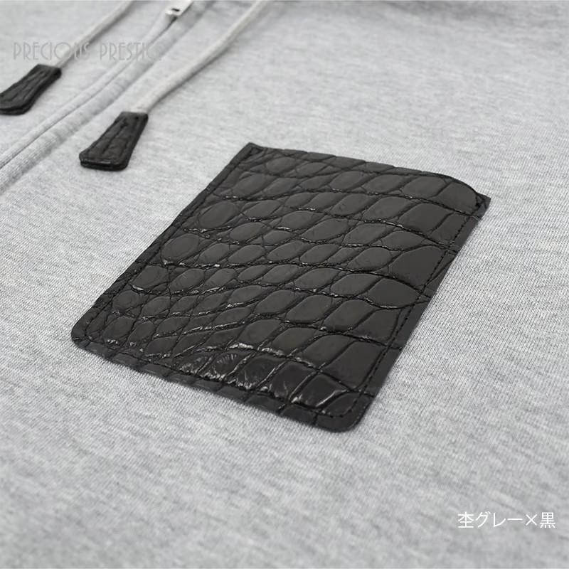 クロコダイル パーカー 服 メンズ ＼LEON掲載／ 長袖 グレー <クロコポケット付き> ブランド プレシャスプレステージの画像