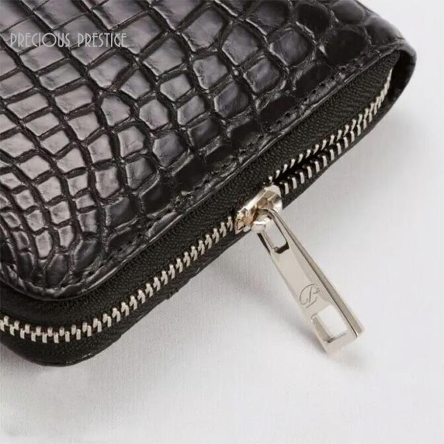 クロコダイル 財布 長財布 黒 ラウンドジップ マットクロコ 全3色 