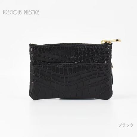 マットクロコダイルマルチケース ミニ財布 パープル ＼買えるLEON掲載／ 小銭入れ ポーチ 全3色 ブランド プレシャスプレステージ MCR-12754の画像