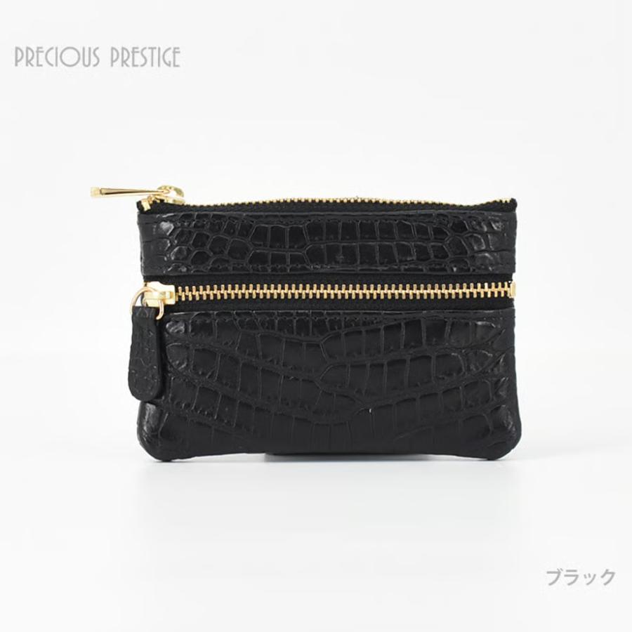 マットクロコダイルマルチケース ミニ財布 パープル ＼買えるLEON掲載／ 小銭入れ ポーチ 全3色 ブランド プレシャスプレステージ MCR-12754の画像