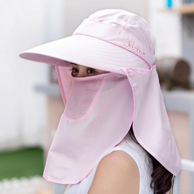 日焼け防止 帽子 レディース ピンク フェイスカバー ネックカバー 紫外線