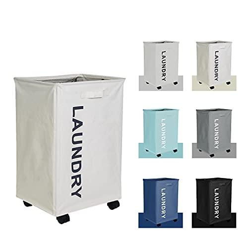 IHOMAGIC 車輪付きの洗濯物バスケット ランドリーかご 洗濯ボックス 収納ボックス 収納バッグ 袋 おしゃれなインテリア雑貨 防水取っ手