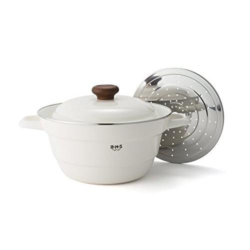 富士ホーロー 両手鍋 オールインワン 27cm スノコ付 ホワイトBMP-27FW・Y