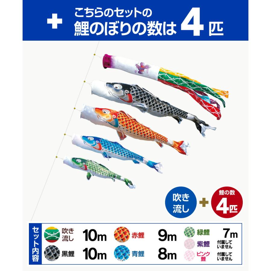 鯉のぼり 庭用 こいのぼり 徳永鯉のぼり 吉兆 10m 7点セット 庭園 大型