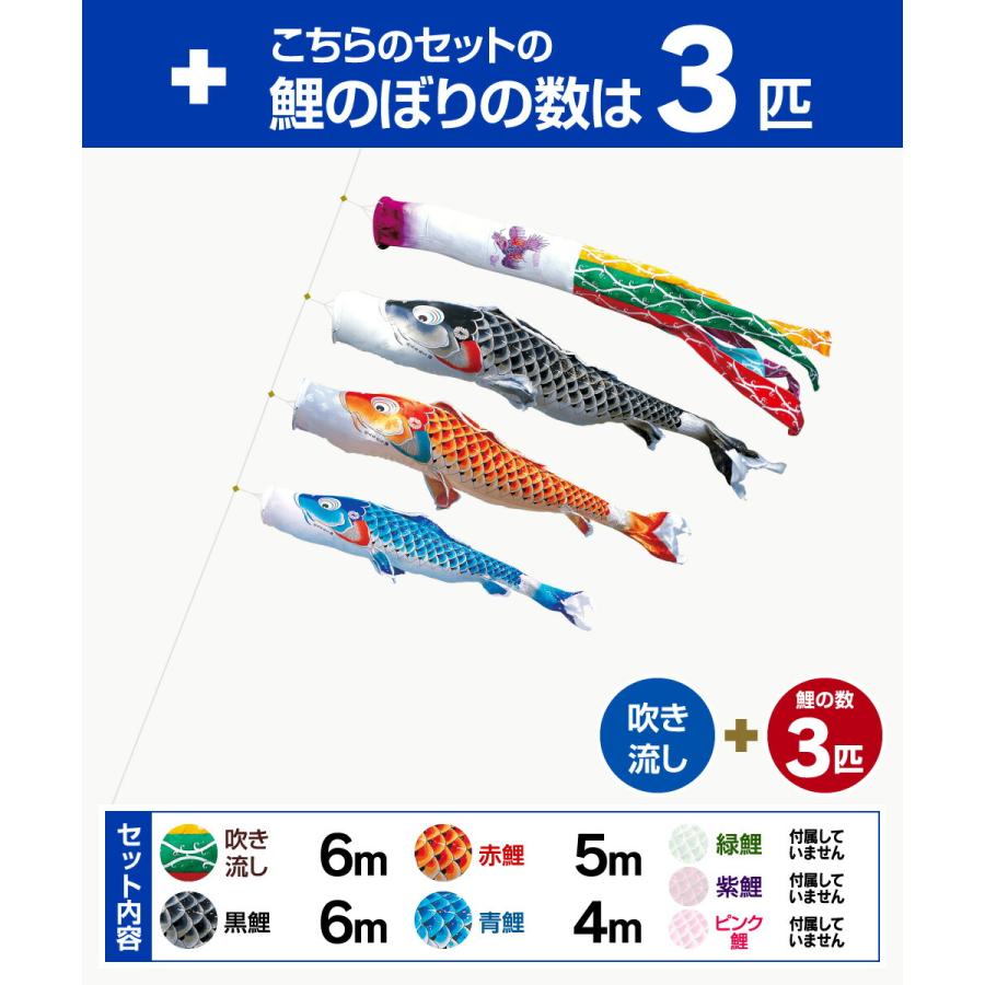 鯉のぼり6mセット 鯉のぼり 庭用 こいのぼり 徳永鯉のぼり 吉兆 6m 6点セット 庭園 大型