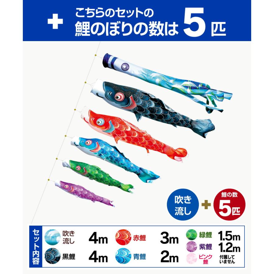 鯉のぼり 庭用 こいのぼり 徳永鯉のぼり 風舞い 4m 8点セット 庭園