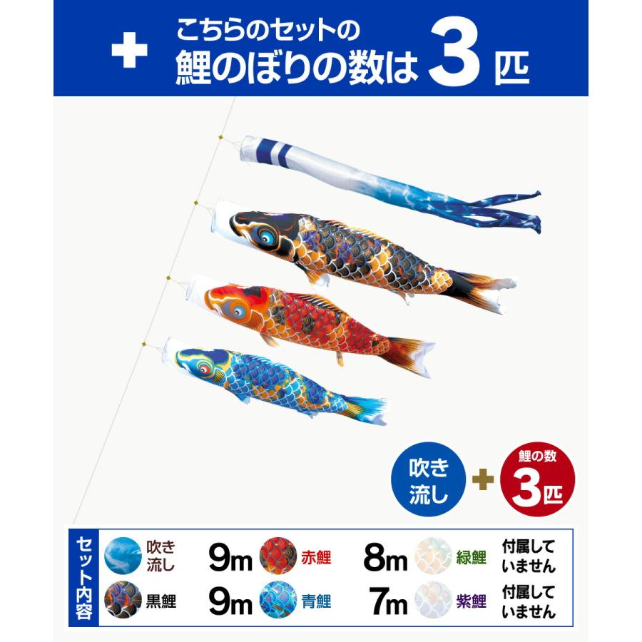 鯉のぼり 庭用 こいのぼり 徳永鯉のぼり 京錦 9m 6点セット 庭園 大型
