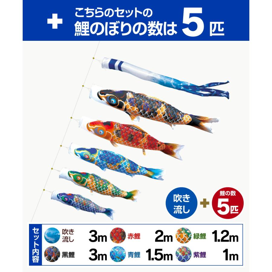鯉のぼり 庭用 こいのぼり 徳永鯉のぼり 京錦 3m 8点セット 庭園 大型セット ポール 別売_1