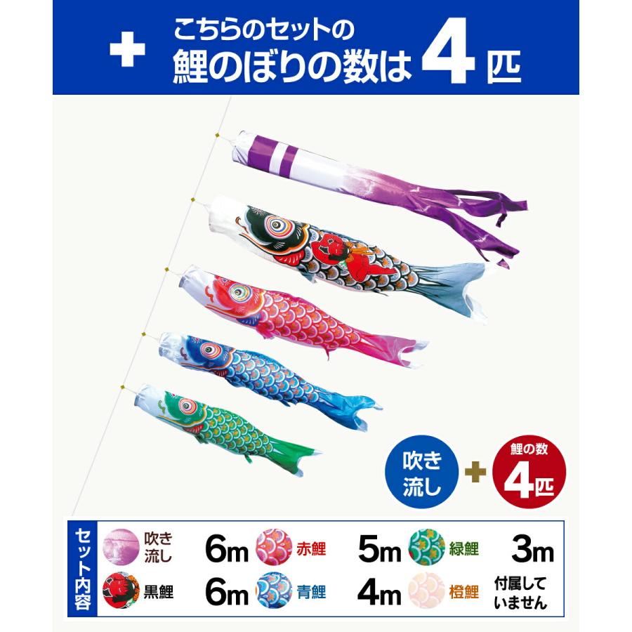 鯉のぼり 庭用 こいのぼり 徳永鯉のぼり 晴れの国金太郎大翔 6m 7点