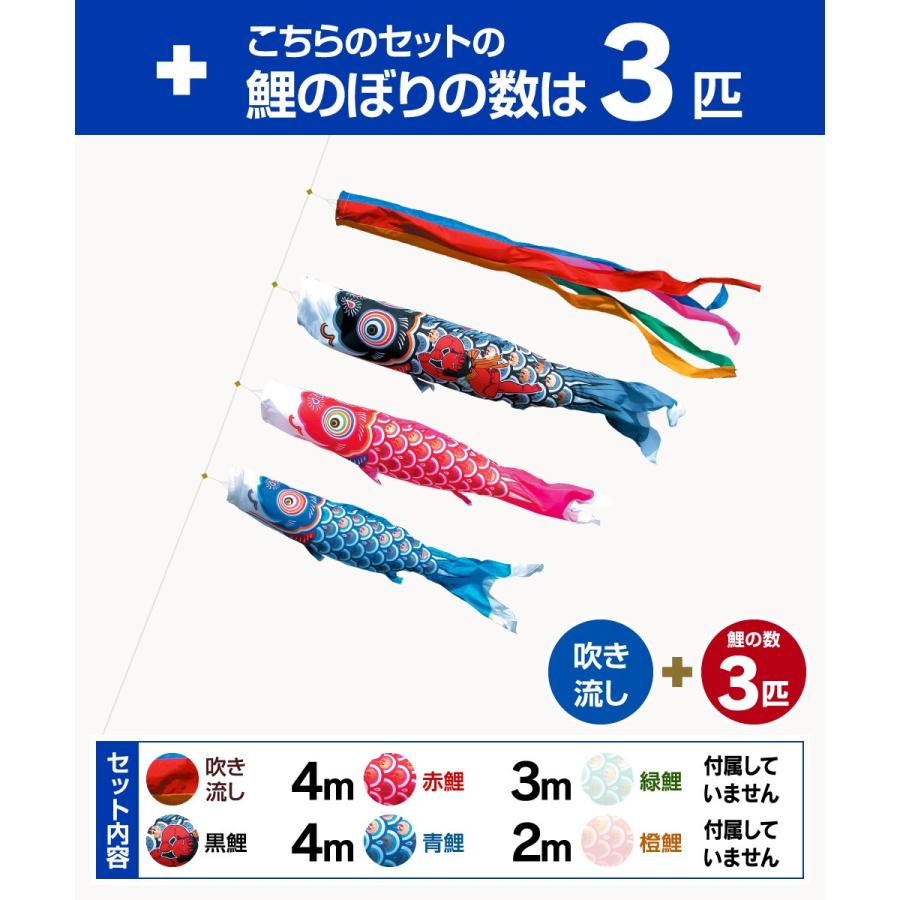 鯉のぼり 庭用 こいのぼり 徳永鯉のぼり 金太郎ゴールド鯉 4m 6点
