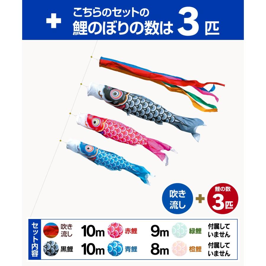 鯉のぼり 庭用 こいのぼり 徳永鯉のぼり 友禅鯉 10m 6点セット 庭園 大型セット ポール 別売_1