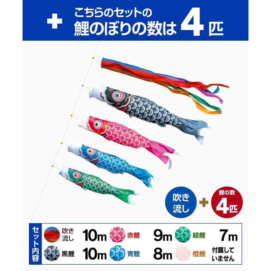 鯉のぼり 庭用 こいのぼり 徳永鯉のぼり 友禅鯉 10m 7点セット 庭園