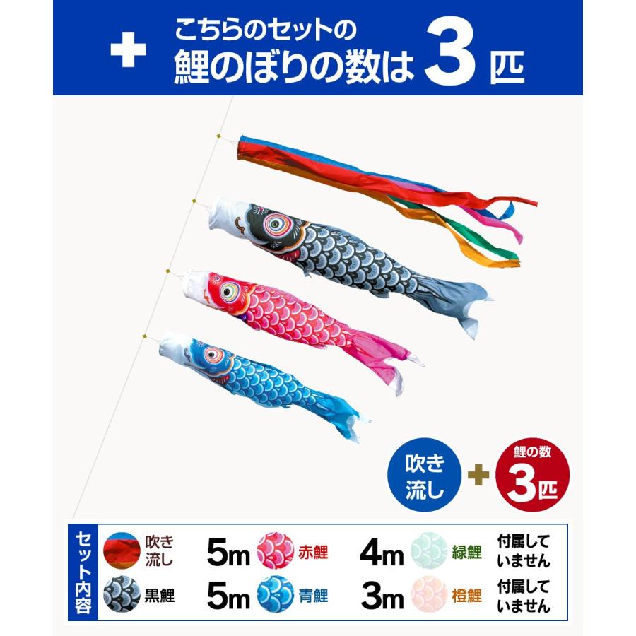 鯉のぼり 庭用 こいのぼり 徳永鯉のぼり 友禅鯉 5m 6点セット 庭園 大型セット ポール 別売_1