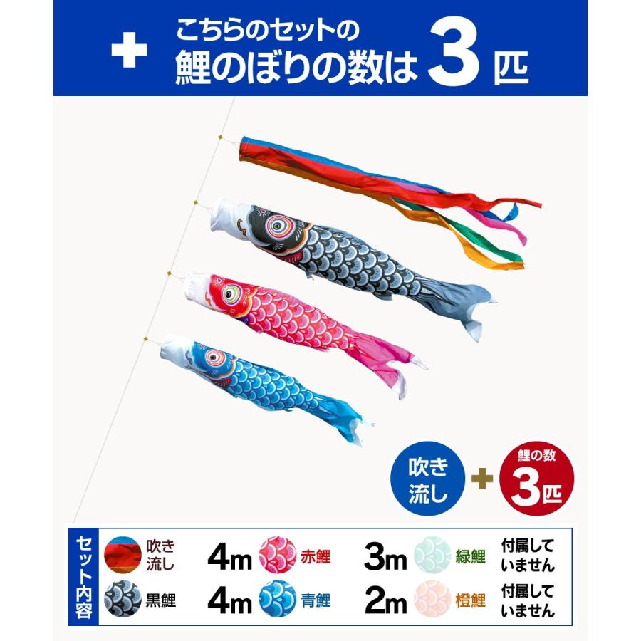 鯉のぼり 庭用 こいのぼり 徳永鯉のぼり 友禅鯉 4m 6点セット 庭園 大型セット ポール 別売_1