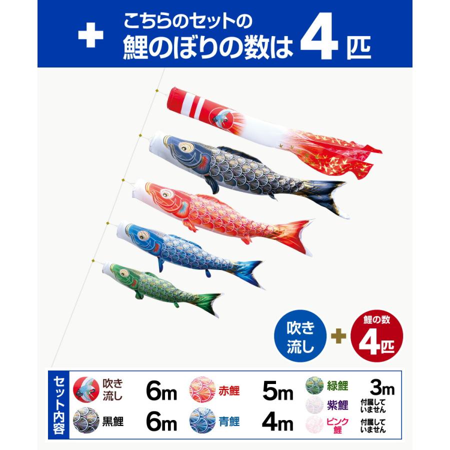 徳永鯉のぼり 真太陽 6m 7点セット 庭園用大型セット ポール別売り