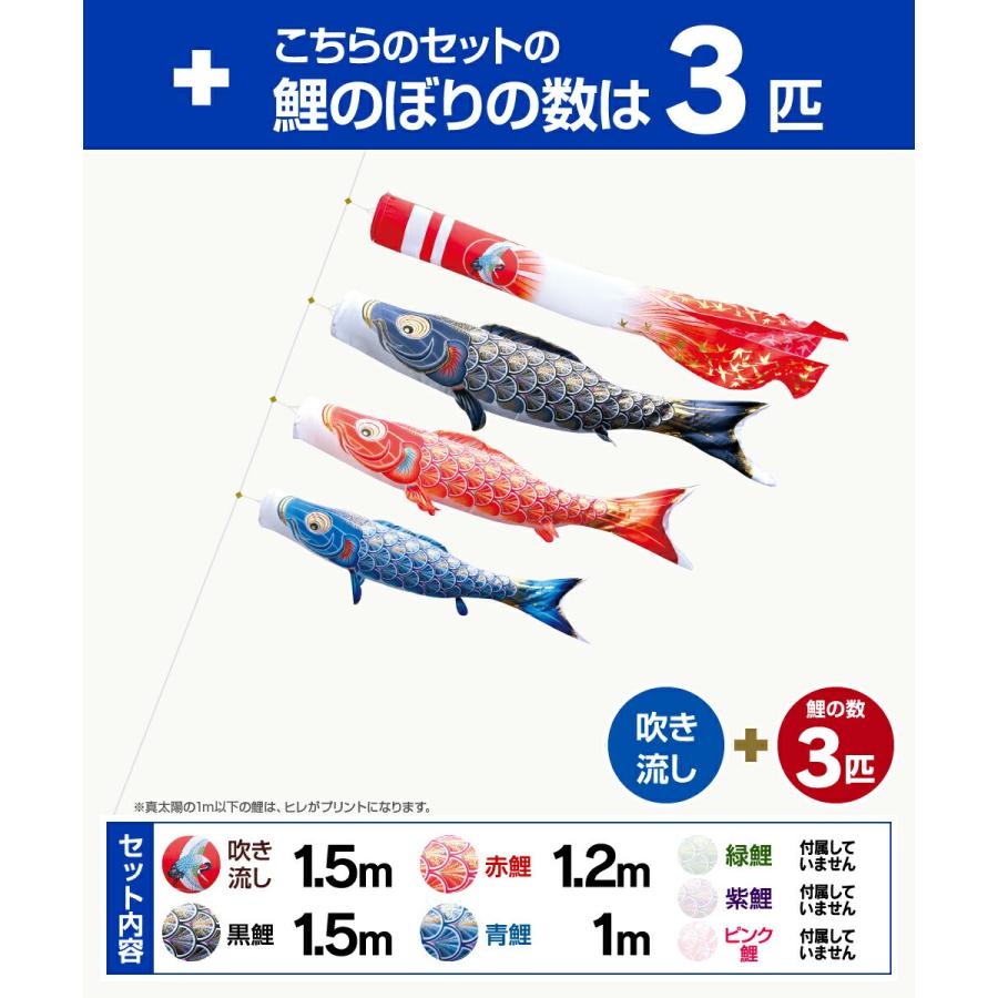 徳永鯉のぼり 真太陽 1.5m 6点セット ガーデンセット 2022年初節句 端午の節句 こどもの日 こいのぼり_1