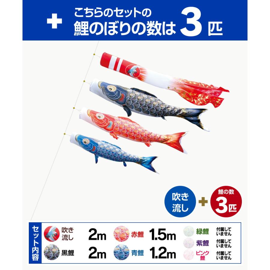 徳永鯉のぼり 真太陽 2m 6点セット 庭園用スタンドセット 2022年初節句