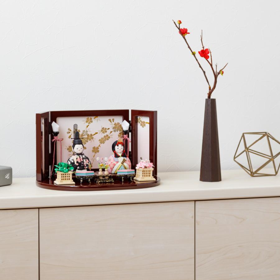 雛人形 コンパクト おしゃれ お雛様 木目込み雛人形 かわいい ぷりふあ 伝統和工芸 塗屏風 雛 親王 飾り 雛 ミニ | ぷりふあ | 06