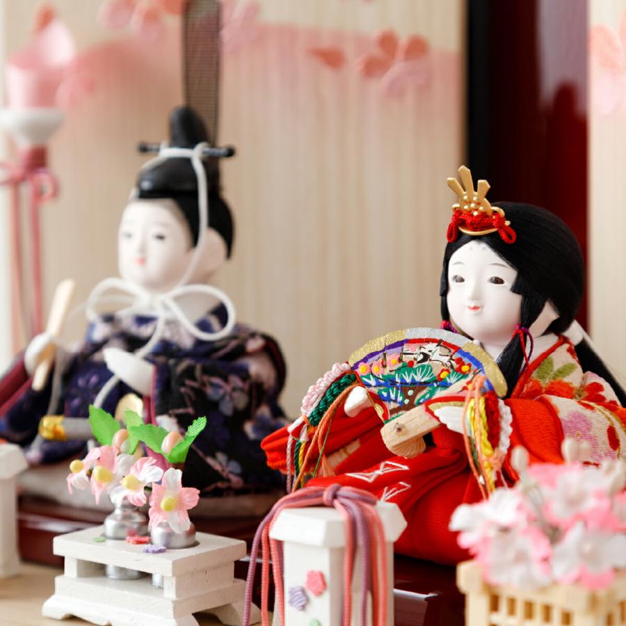 雛人形 おしゃれ インテリア コンパクト かわいい ぷりふあ 衣 Wood style 金彩舞桜 親王飾り 平飾り おひなさま ミニ ひな人形 | ぷりふあ | 05