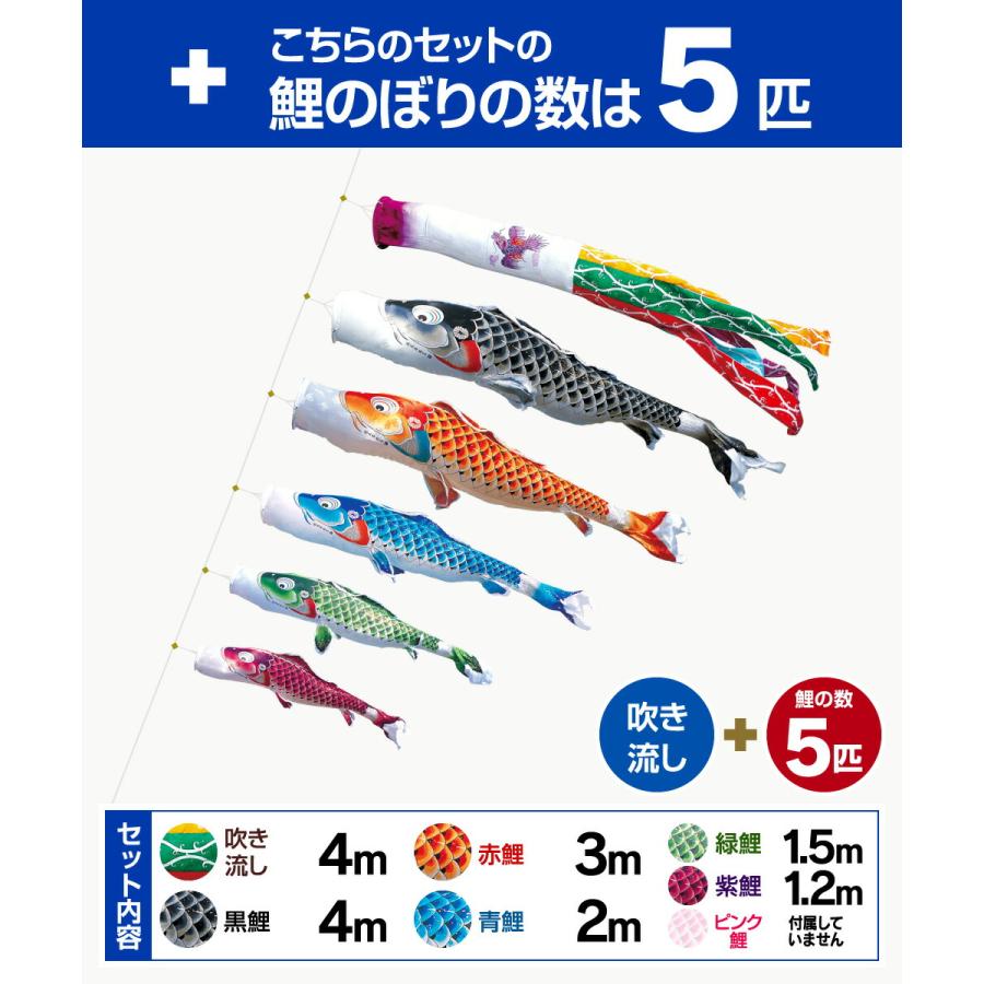 鯉のぼり 庭用 こいのぼり 徳永鯉のぼり 吉兆 4m 8点セット 庭園
