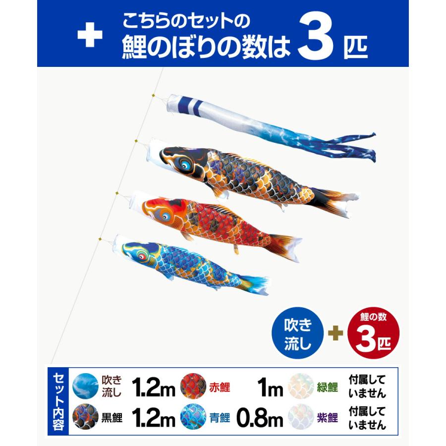鯉のぼり ベランダ用 こいのぼり 徳永鯉のぼり 京錦 1.2m 6点セット 万能スタンド付属 ベランダ プレミアムスタンドセット 庭園 兼用_1