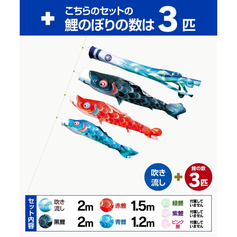 鯉のぼり 庭用 こいのぼり 徳永鯉のぼり 風舞い 2m 6点セット ポール