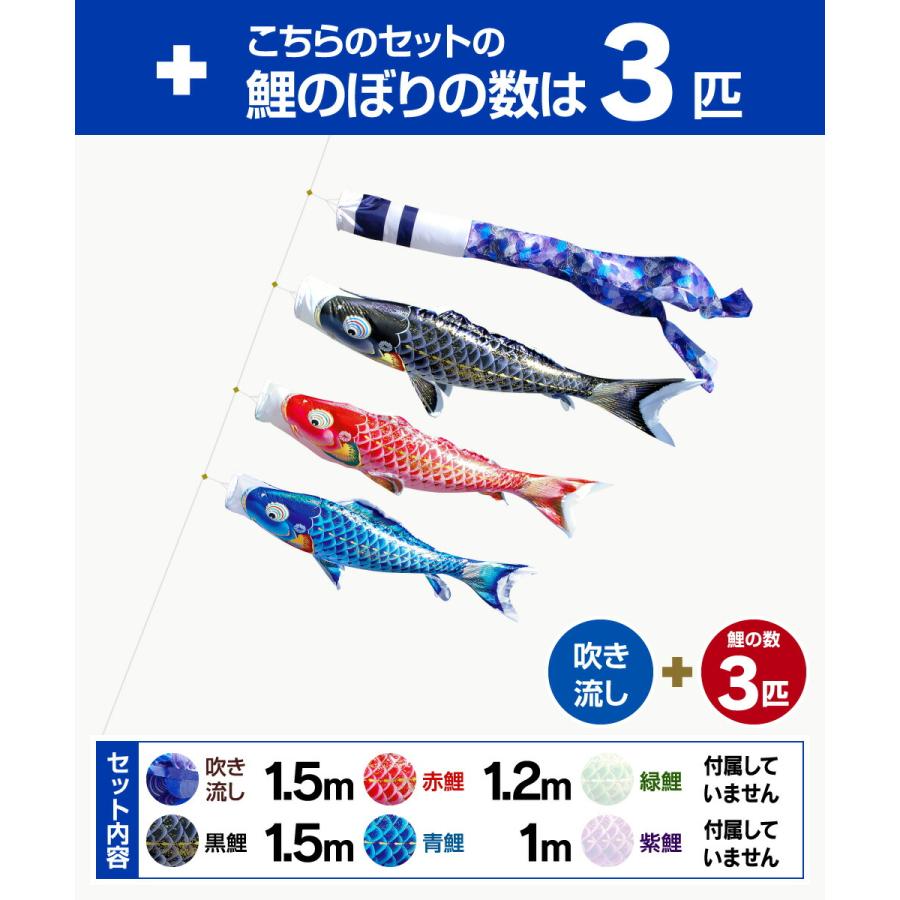 鯉のぼり 庭用 こいのぼり 徳永鯉のぼり 千寿 1.5m 6点セット 鯉のぼり 庭用 ポール付属 ガーデンセットの画像