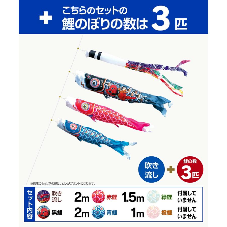 鯉のぼり 庭用 こいのぼり 徳永鯉のぼり 錦龍 2m 6点セット ポール付属