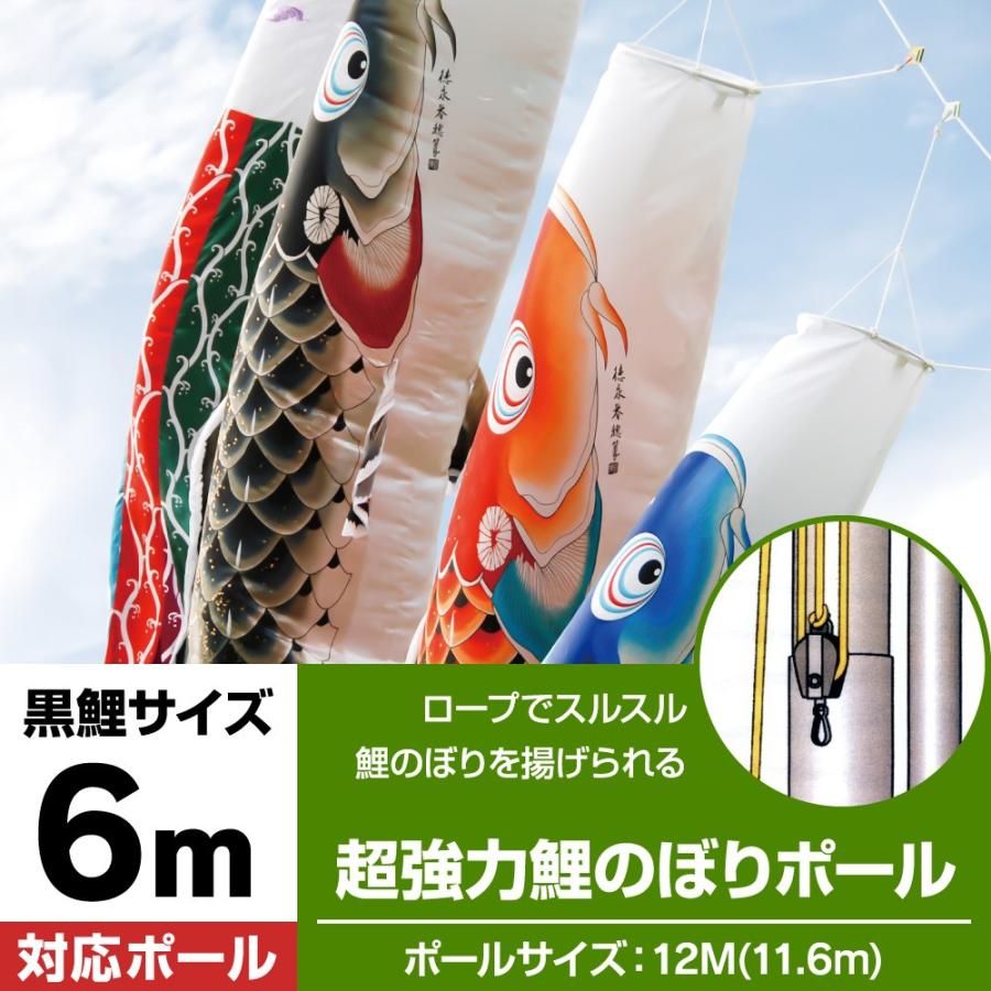 こいのぼり ポール 庭園用 超強力鯉のぼりポール12m スルスル装置付 6m