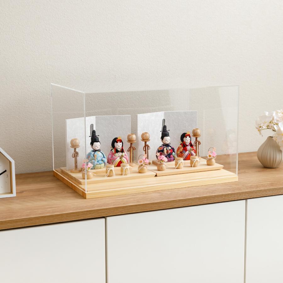 雛人形 双子用 姉妹用 ケース飾り インテリア おしゃれ かわいい 木目込み ぷりふあ 2組セット ちとせ Sサイズ 親王飾り お雛様 おひなさま 雛 ミニ | ぷりふあ | 03