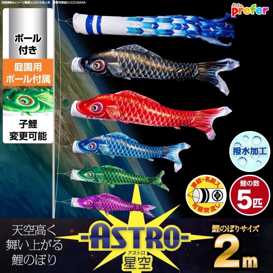 鯉のぼり 庭用 こいのぼり ASTRO 星空鯉 2m 8点セット 鯉のぼり 庭用 ポール付属 ガーデンセット