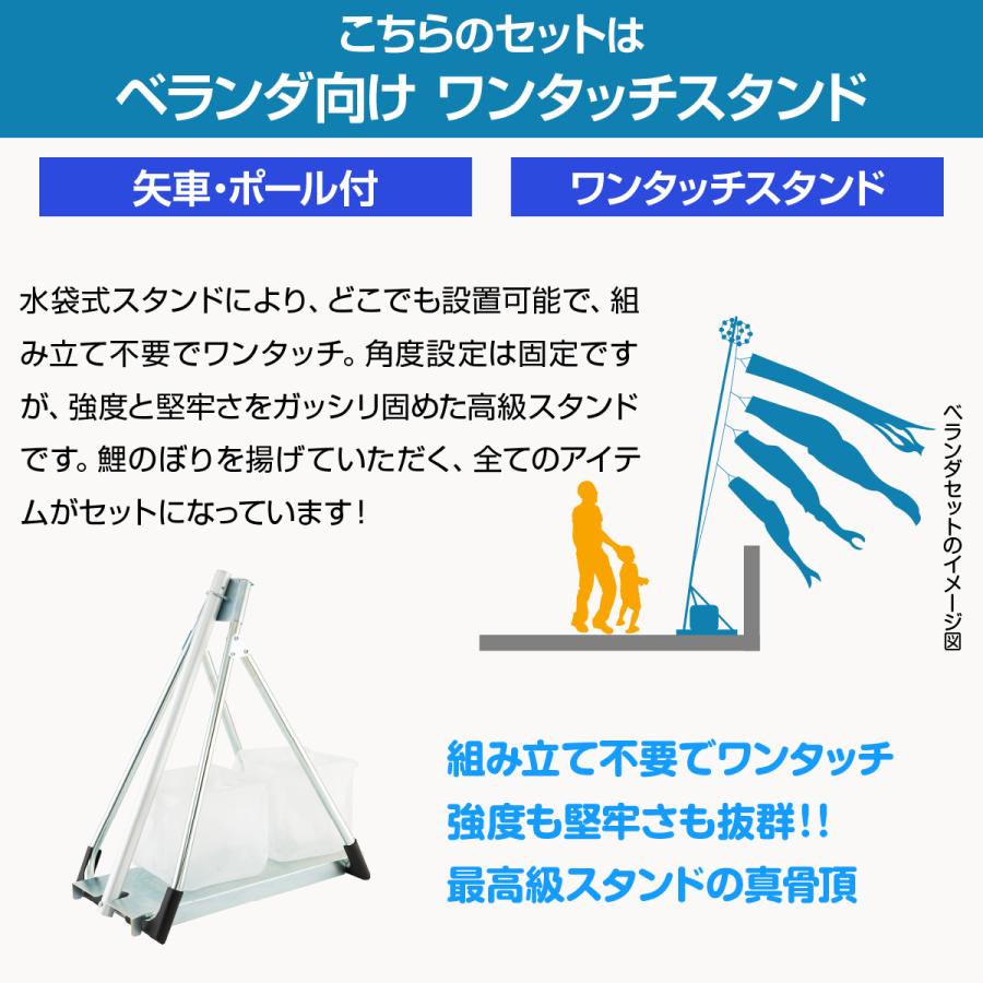 鯉のぼり ベランダ用 こいのぼり 旭天竜 彩風 1.5m 6点セット ワンタッチスタンド付属 ベランダ プレミアムセット_1