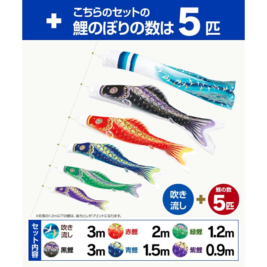 鯉のぼり ベランダ用 こいのぼり 旭天竜 彩風 3m 8点セット 庭園