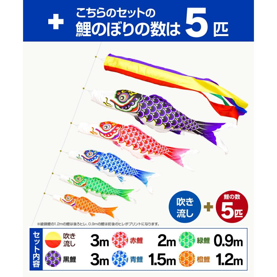 鯉のぼり 庭用 こいのぼり 綾錦鯉 3m 8点セット 庭園 大型セット ポール 別売｜prefer｜03