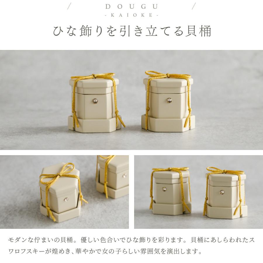 雛人形 コンパクト 親王飾り 高級 雛 PREFER CLASSIC ひな人形 点灯白木パノラマケース飾り お道具付 貝桶 白梅 人形極々小 選べる綿織物衣裳2種類 楚那 梨未_10