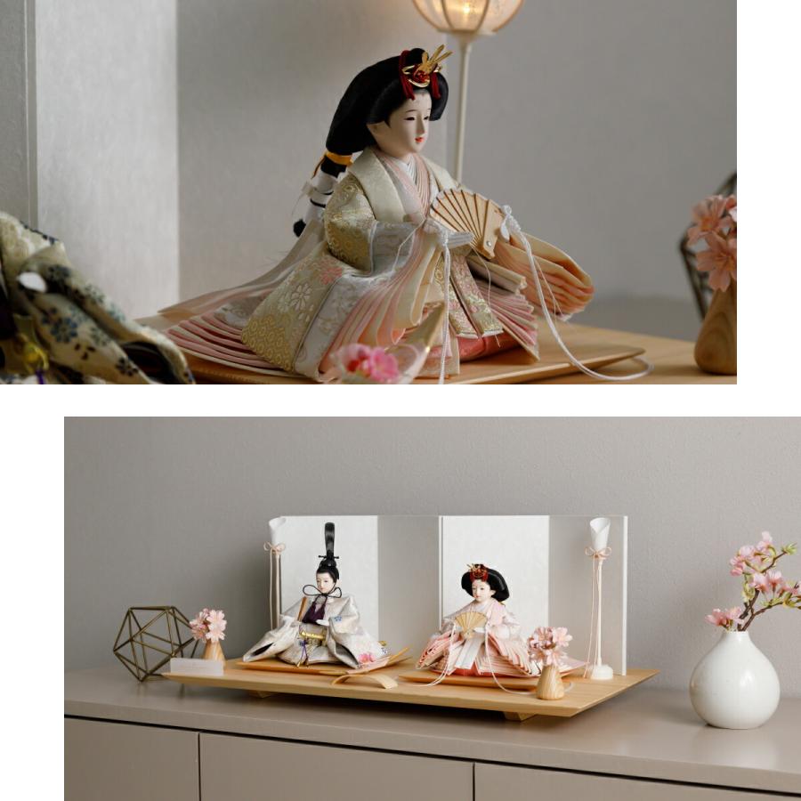 ぷりふあ 雛人形 親王飾り 高級 雛 PREFER CLASSIC 檜台 白屏風 平飾り