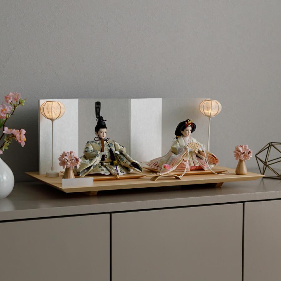 ぷりふあ 雛人形 親王飾り 高級 雛 PREFER CLASSIC 檜台 白屏風 平飾り