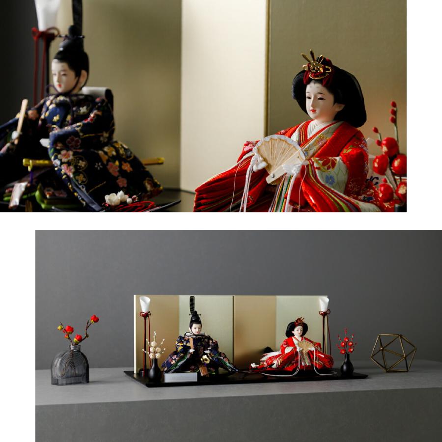 ぷりふあ 雛人形 親王飾り 高級 PREFER CLASSIC 黒塗台 平飾り お道具