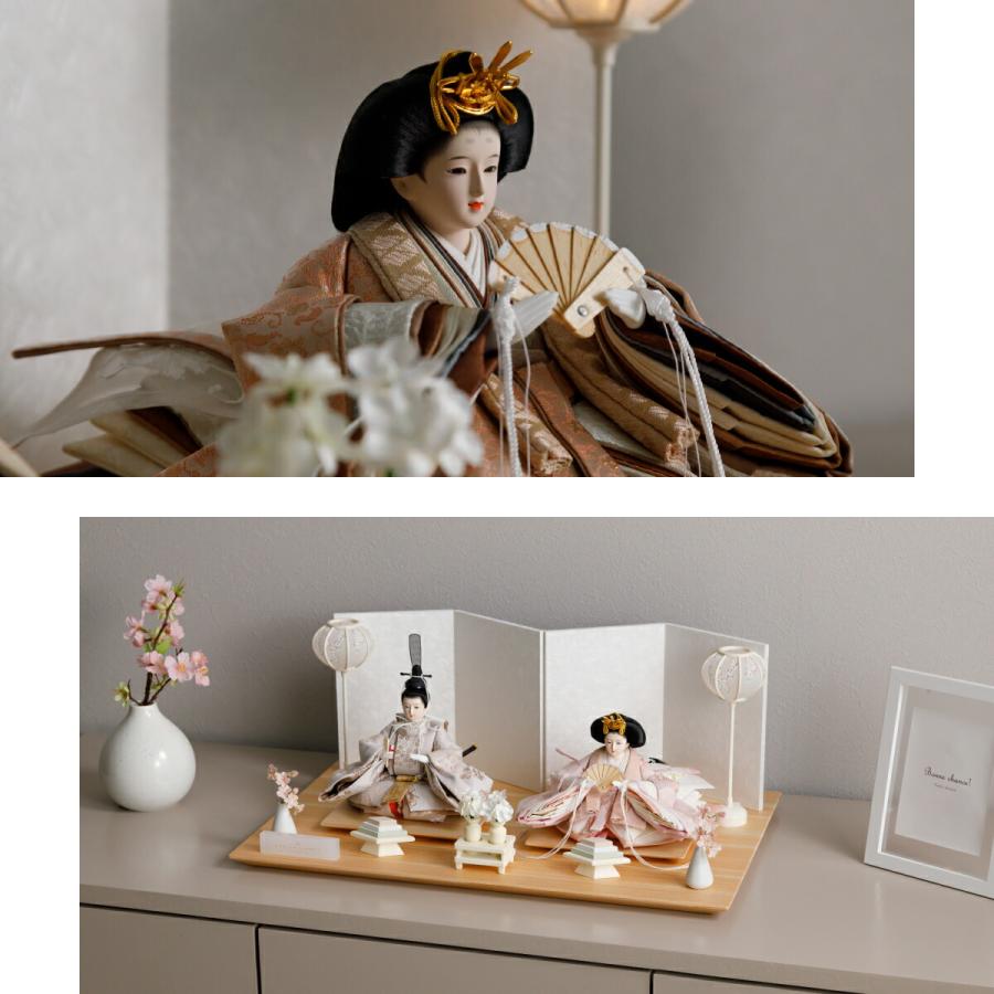 ぷりふあ 雛人形 親王飾り PREFER CLASSIC ひな人形 檜台 白屏風 平